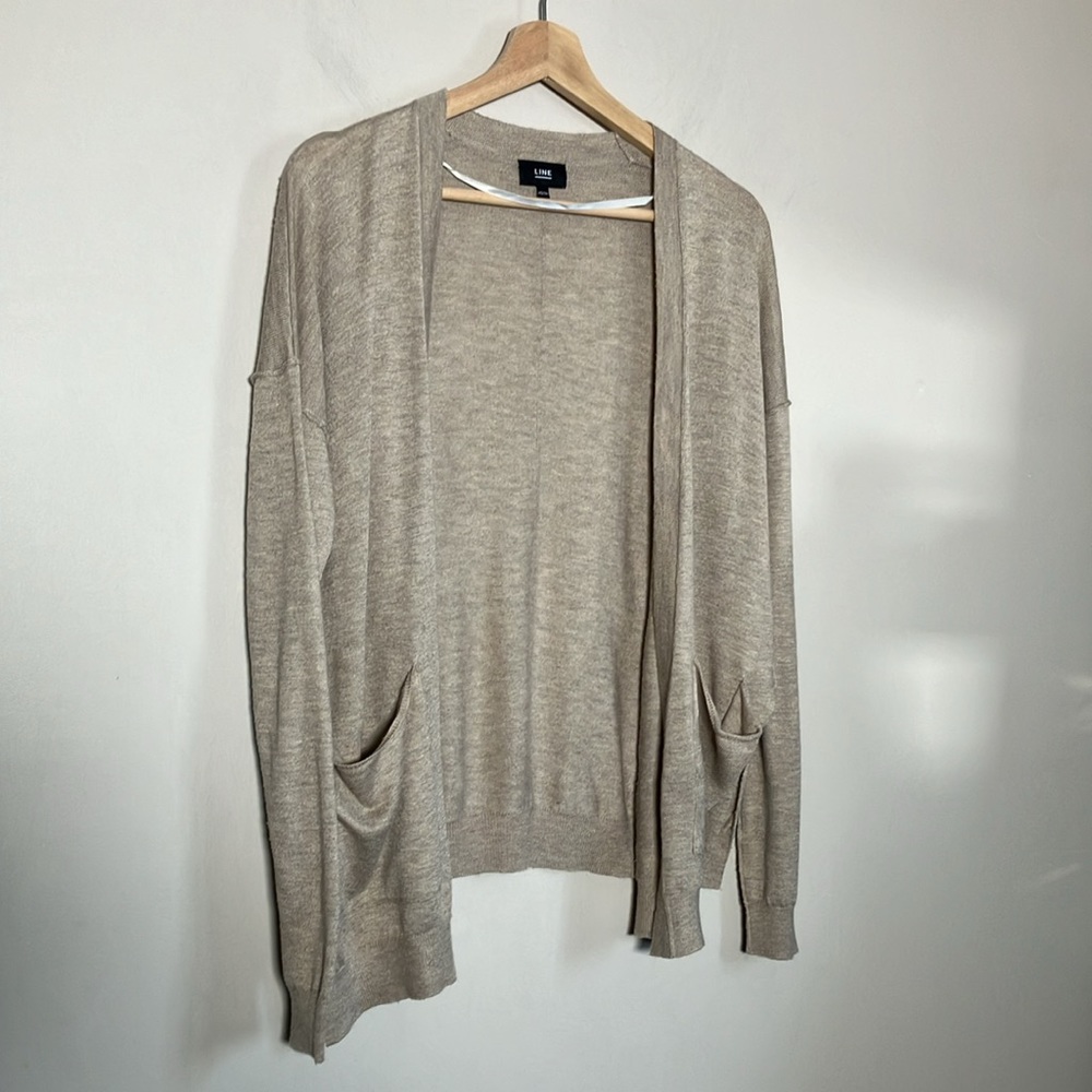 Line the label cardigan sweater tan open front women’s size XS